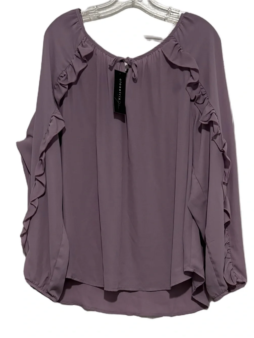 Ruffled NWT Sheer Long-Sleeve Peasant Blouse